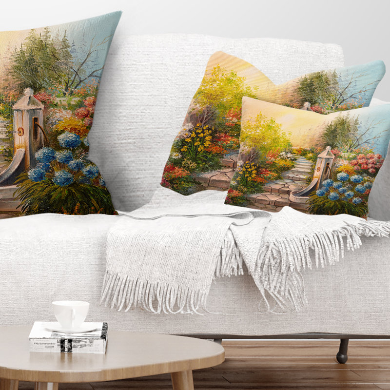 East Urban Home Landscape Stone Stairs In Forest Lumbar Pillow Wayfair