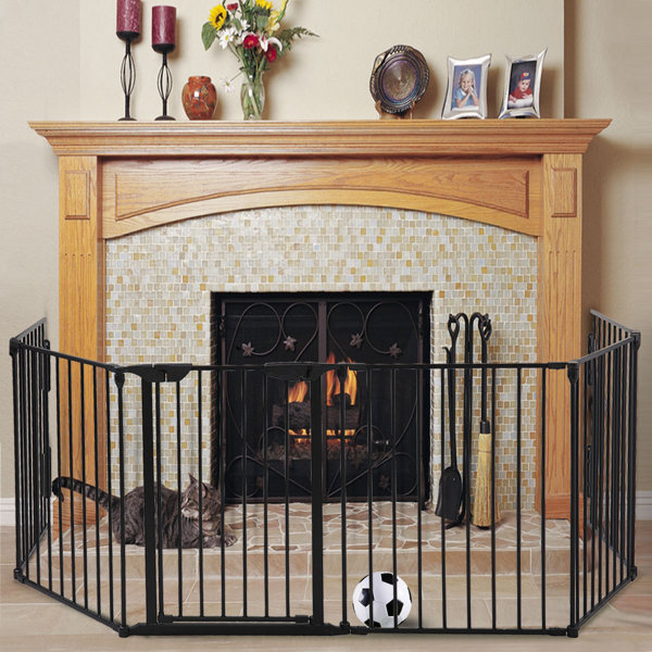 baby gate around fireplace