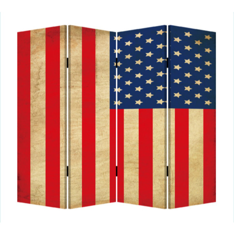Rosalind Wheeler Chauntel American Flag Canvas And Wood 4 Panel Room Divider Wayfair