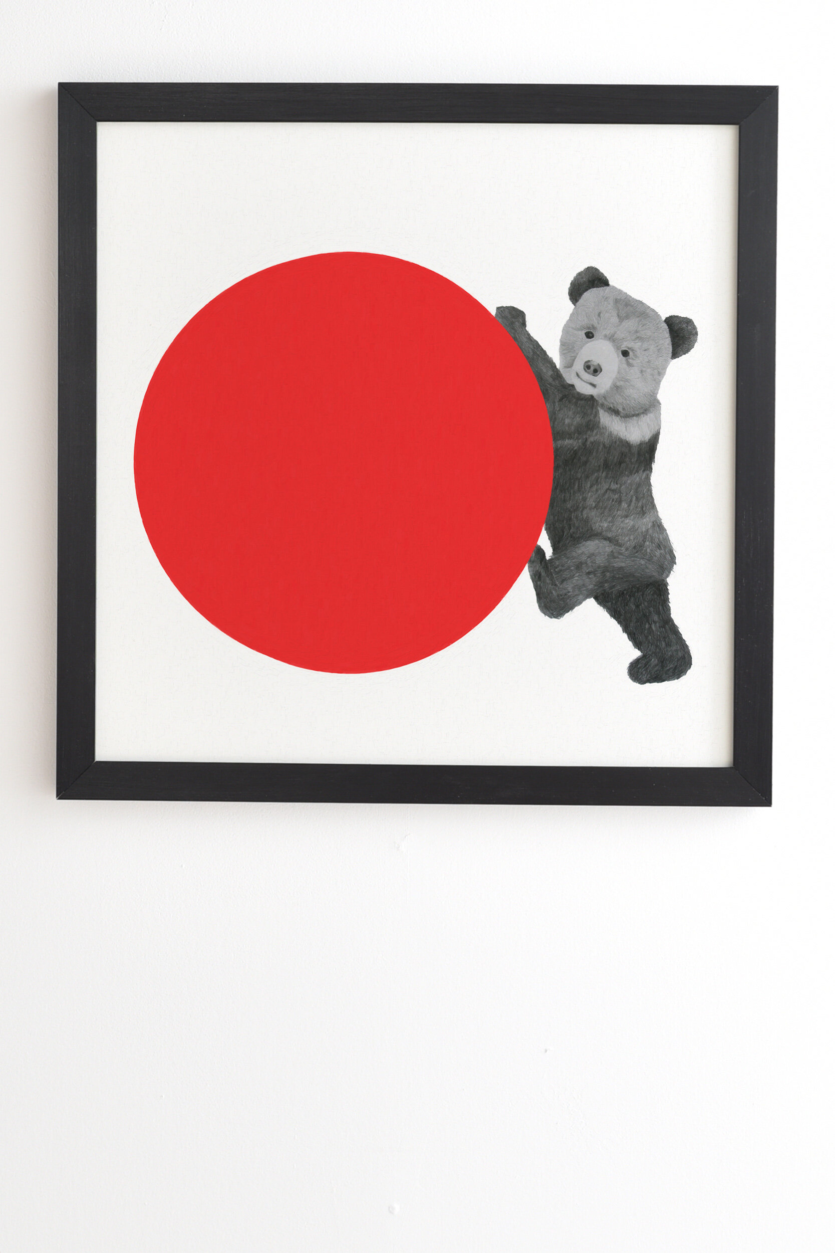 East Urban Home Red Bear Framed Graphic Art Print On Wood Wayfair