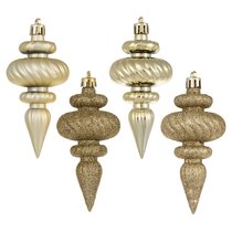 Gold Vickerman 15 Antique Swirl Christmas Decorative-Hanging-Pendant-Drop-and-Finial-Ornaments 