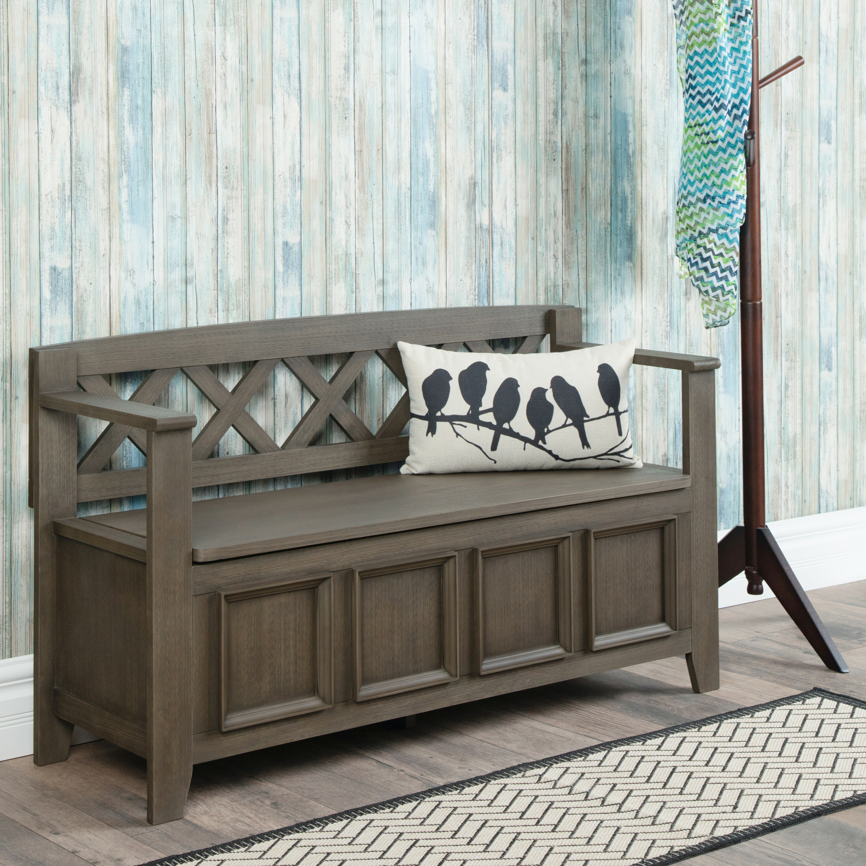 Storage Bench Entryway Bench Shoe Bench with Storage and Cushion and 3 Drawers and 3 Baskets for Living Room and Bedroom Grey