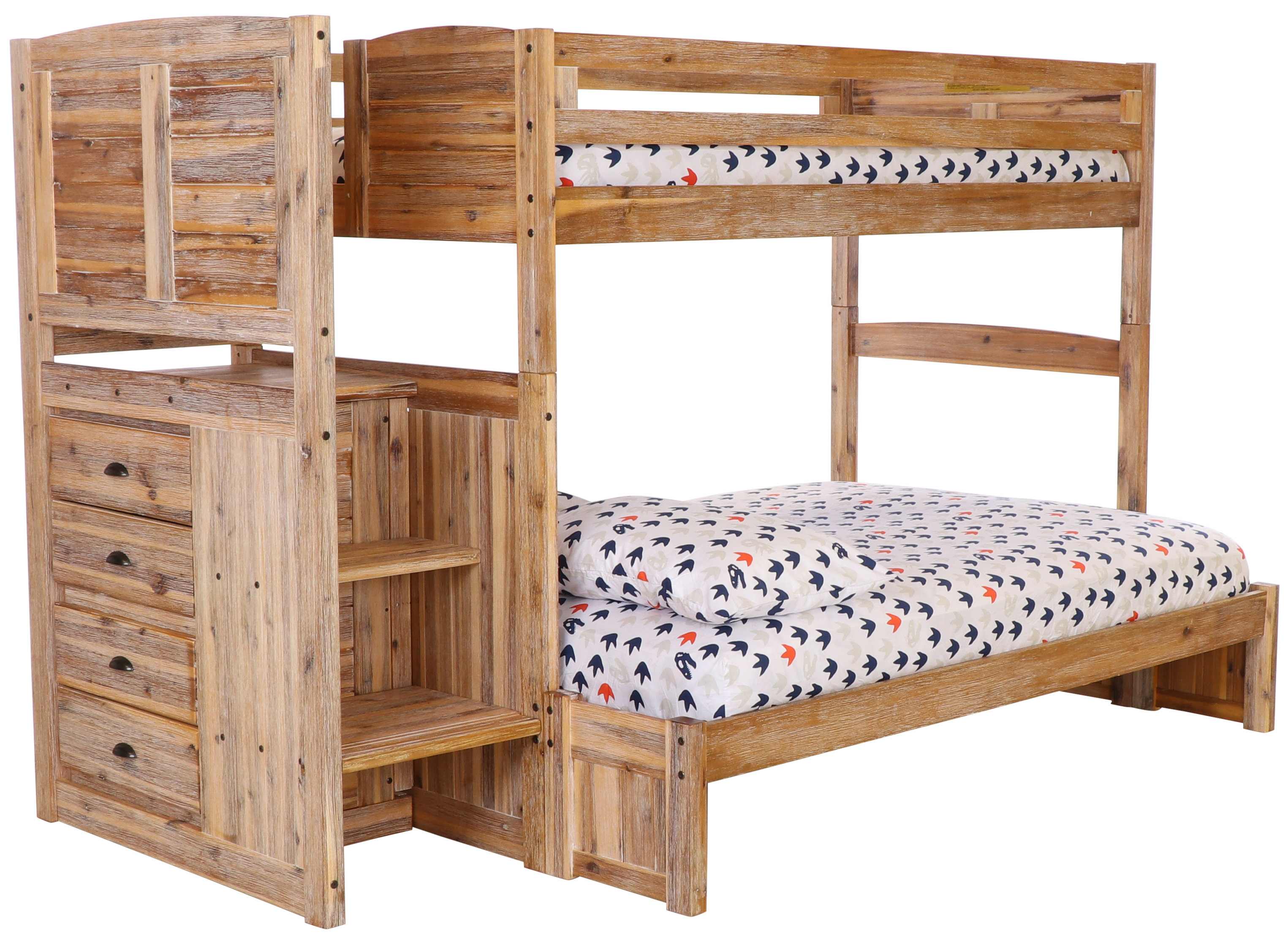 twin over full bunk bed with storage stairs