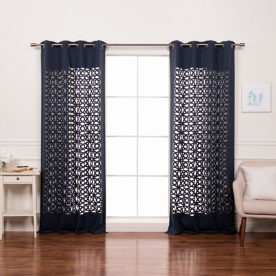 Aikeem Geometric Room Darkening Grommet Curtain Panels