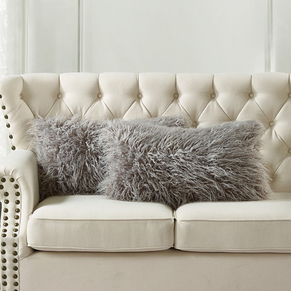 Wrought Studio Traft Faux Fur 14 Lumbar Pillow Cover Set