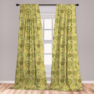Ambesonne Ethnic Curtains Traditional Paisley Oriental Leaves Bohemian Motif Inspirations Window Treatments 2 Panel Set For Living Room Bedroom