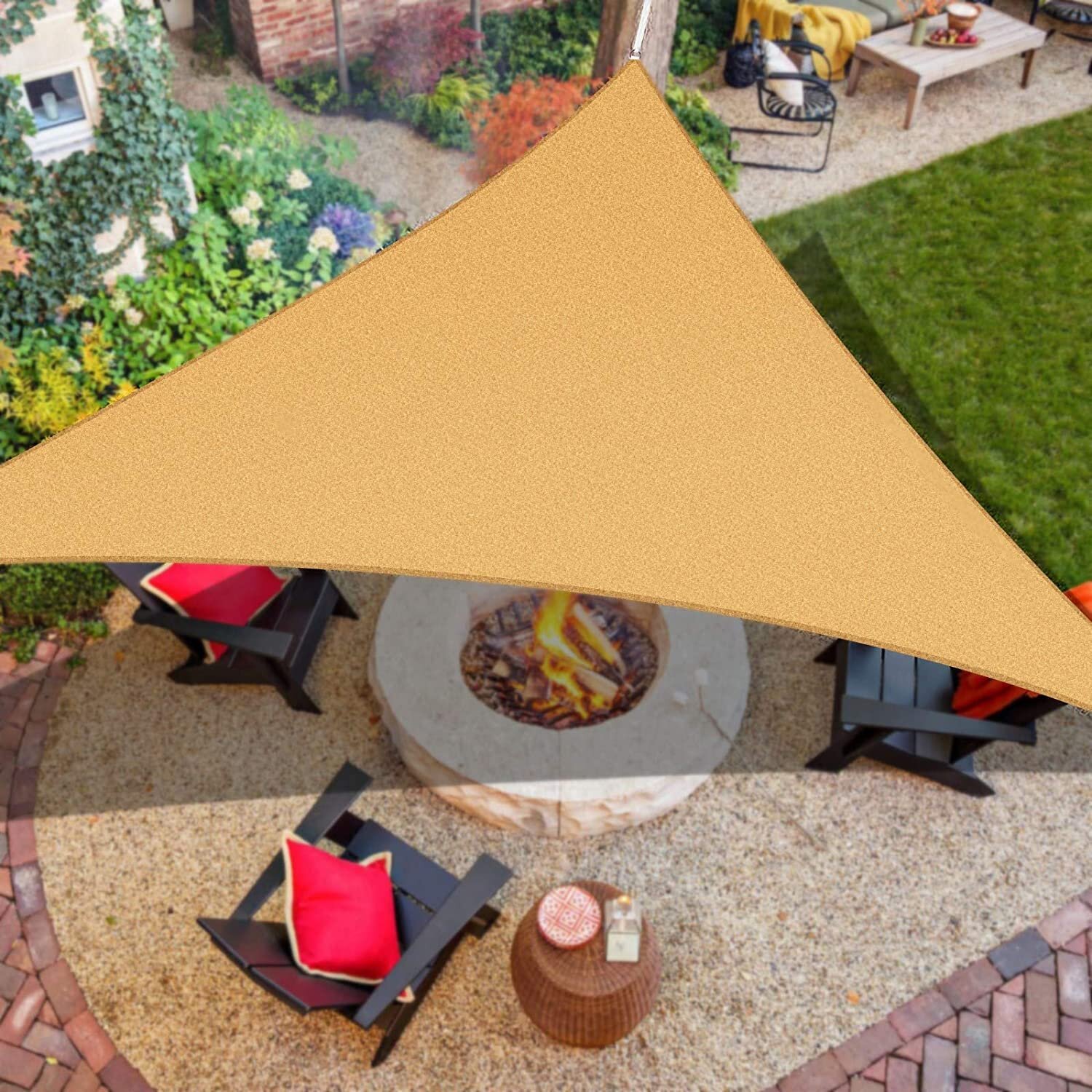 Sand Outdoor Canopy for Patio Lawn Yard 16' x 16' x 16' Sun Shade Sail Triangle 