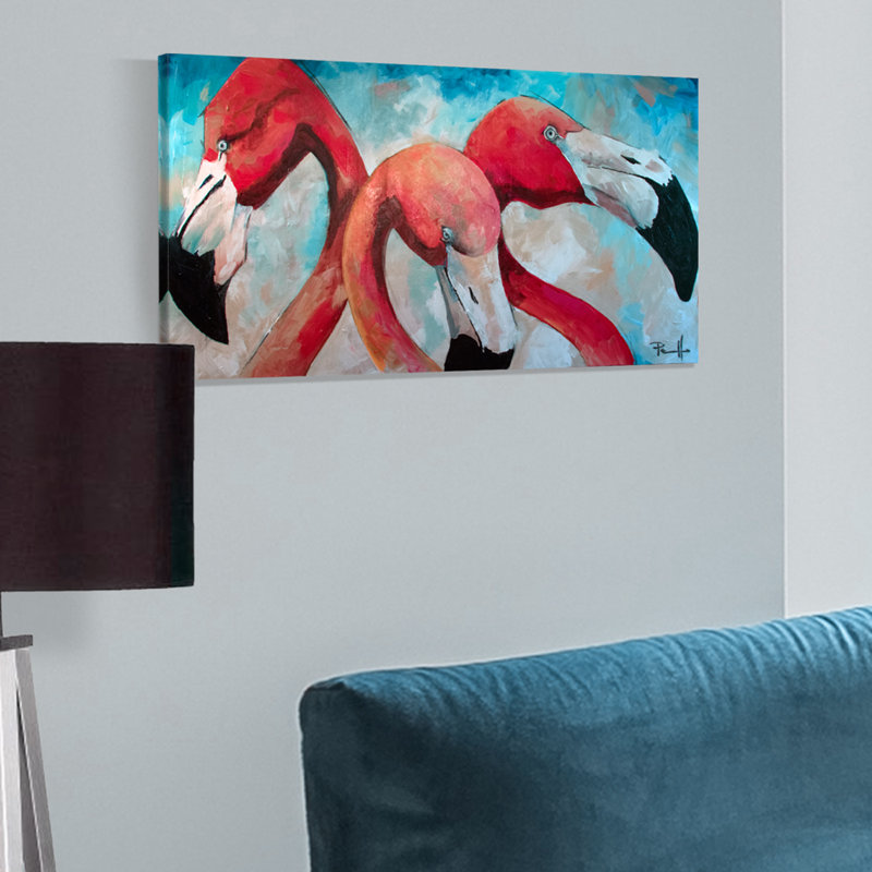 Bay Isle Home Flamingo Joes Watercolor Painting Print On Wrapped