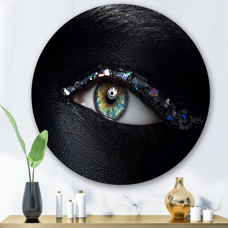 Woman Eyes With Multi-Colored Glass Sparkles - on Metal