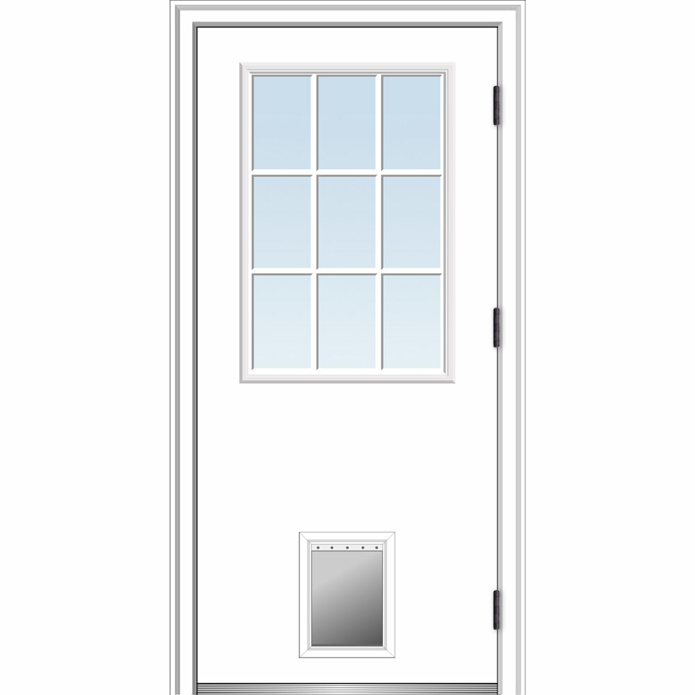 Clear Lowe Glass Primed Steel Prehung Front Entry Door