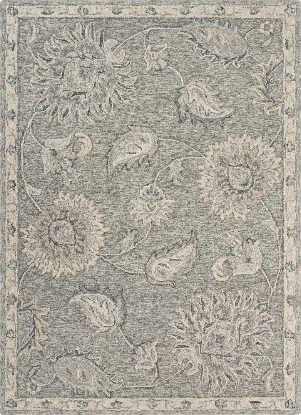 Canora Grey Light Gray Floral Area Rug Wayfair