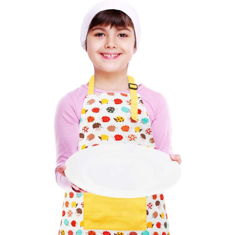 Kids Apron and Chef Hat Set Adjustable Apron with Pocket for Kitchen Cooking 