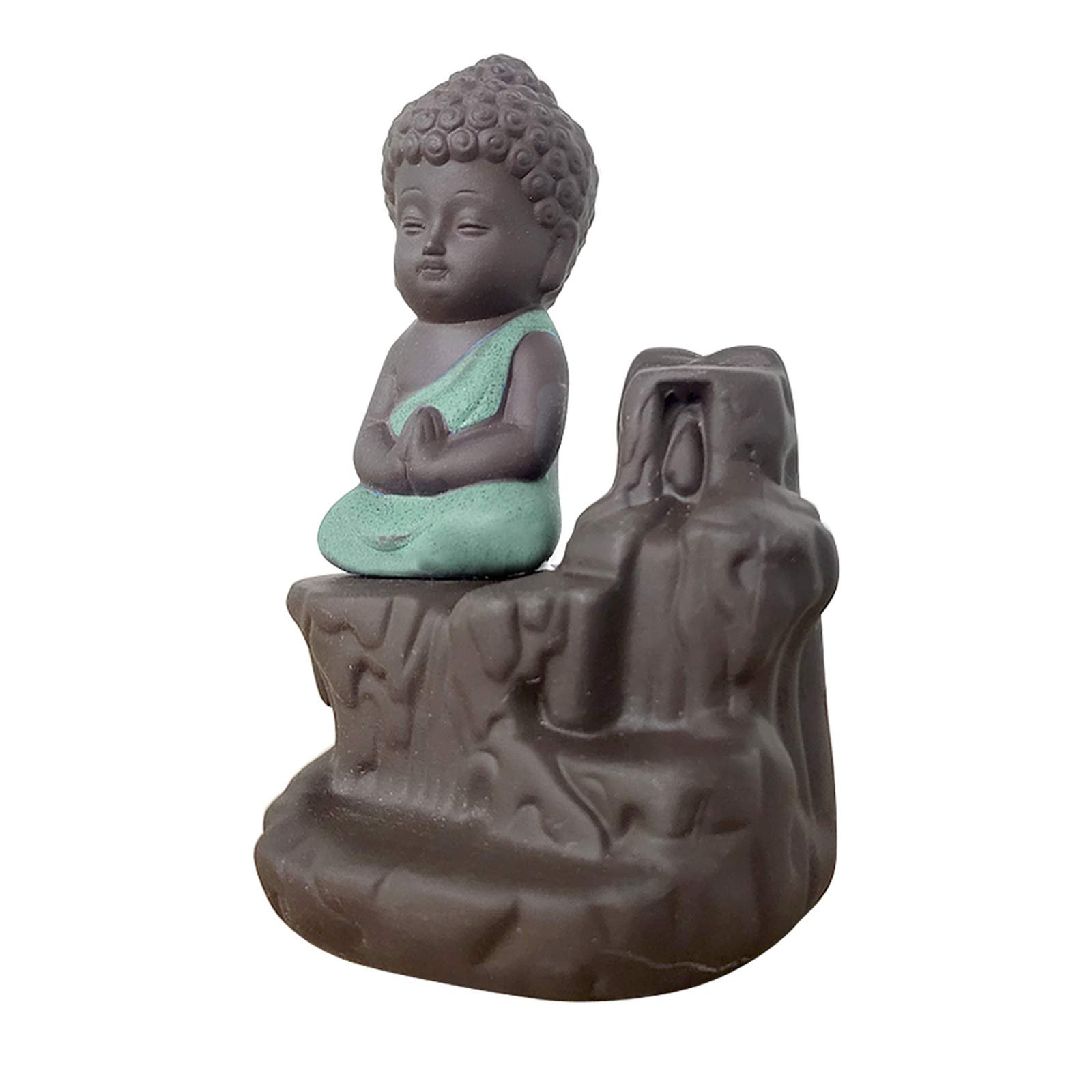 Ceramic Buddha Handicraft Smoke Backflow Cone Censer Holder Incense Burner Decor 
