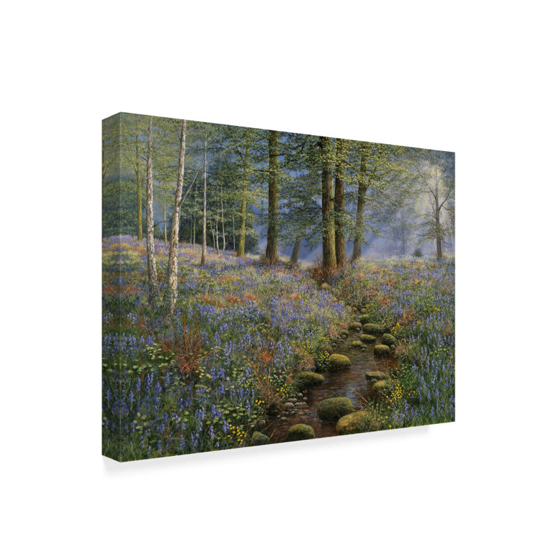Charlton Home Bluebell Wood Oil Painting Print On Wrapped Canvas