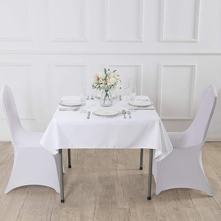 90" White SQUARE POLYESTER TABLECLOTH Wedding Party Catering Dinner Linens SALE