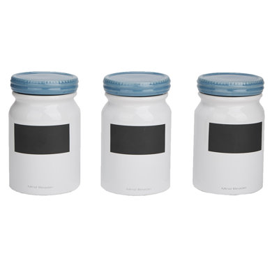 Mind Reader 3 Pc Small Ceramic Jar Set With Lids Round Mind Reader 3 Pc Small Ceramic Jar Set With Lids Round Canister Sets Food