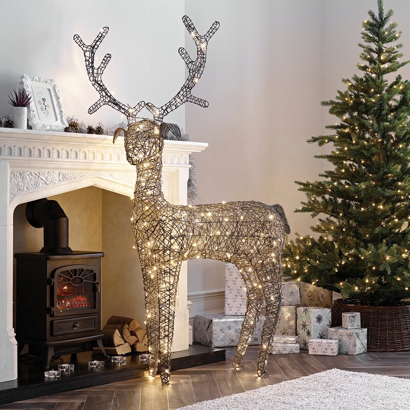 The Seasonal Aisle Battery Or Mains Operated Outdoor Pvc Rattan Reindeer Christmas Figurine Reviews Wayfair Co Uk