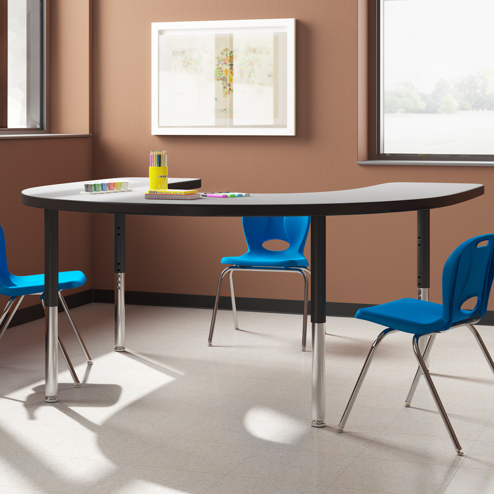 Factory Direct Partners Horseshoe Dry Erase Adjustable Height Activity