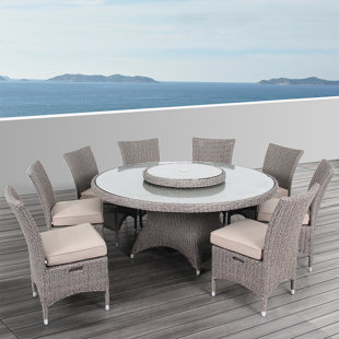 Go to store & view more images Habra II 9 Piece Sunbrella Dining Set with Cushions by Ove Decors