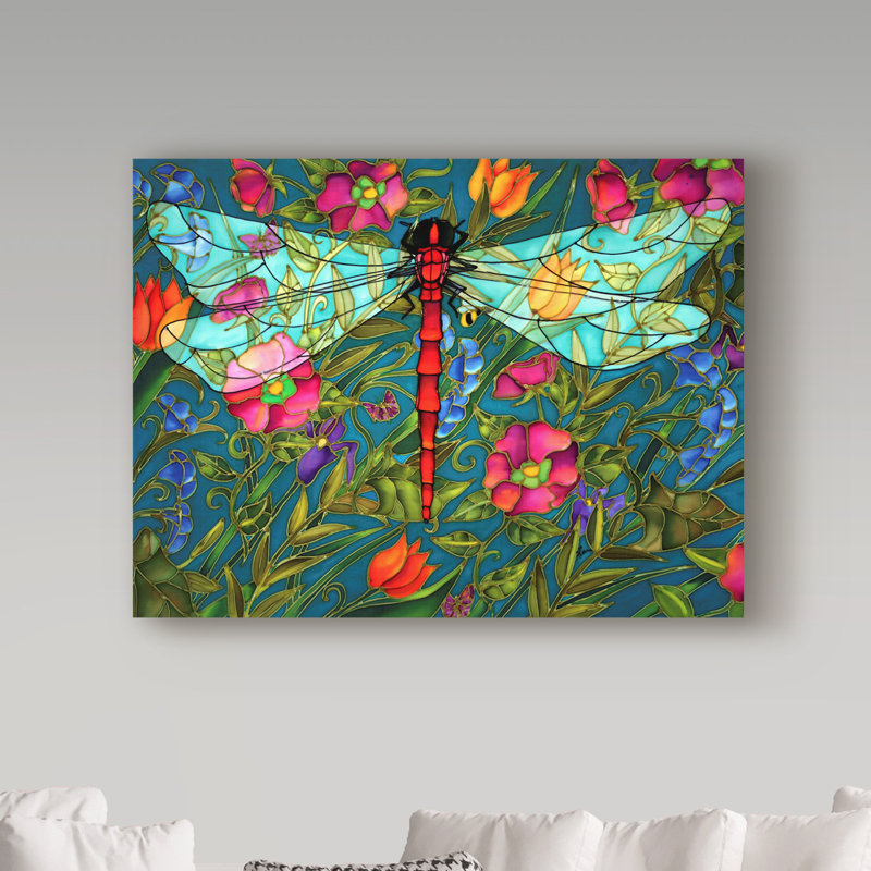 Trademark Art Red Dragonfly Acrylic Painting Print On Wrapped