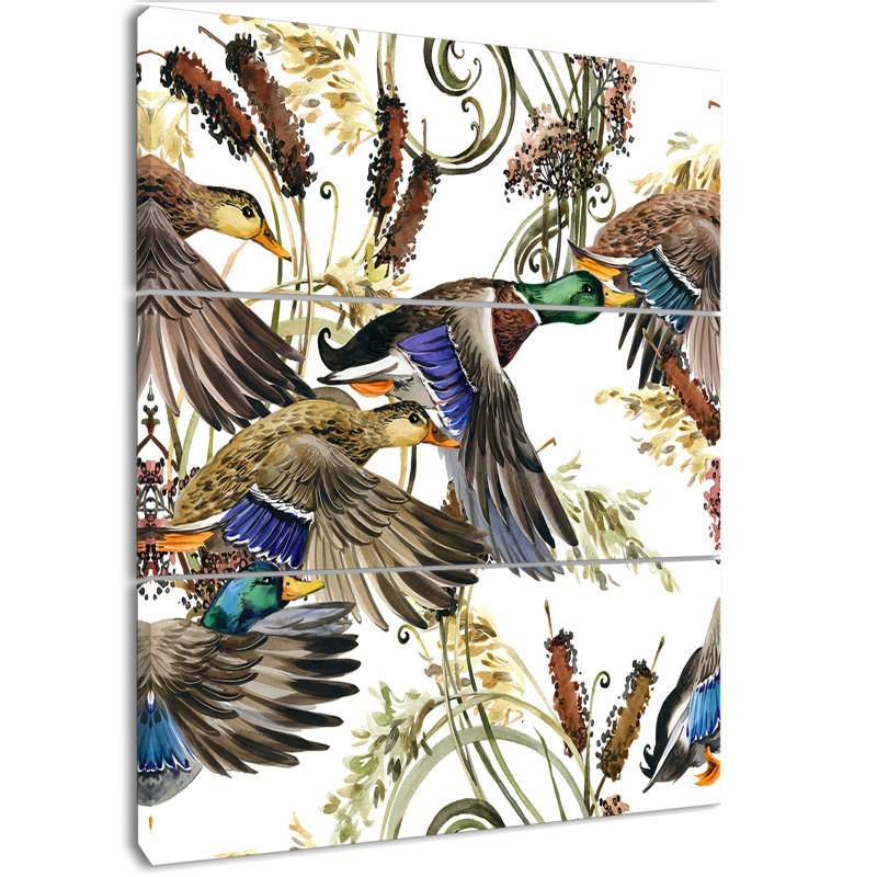 East Urban Home Illustration Of Colored Duck Oil Painting Print