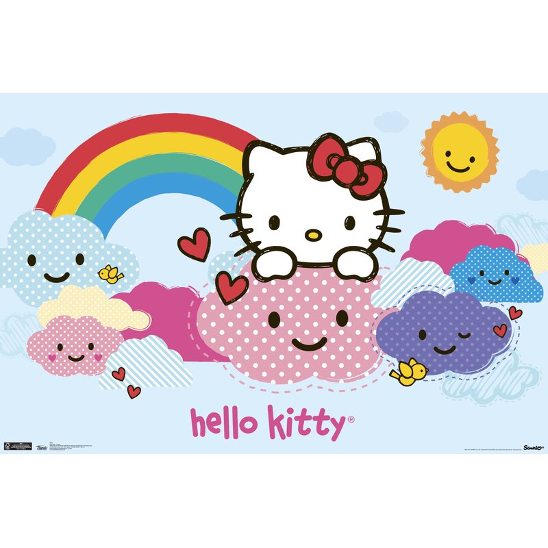 Cat Wall Hanging - Hello Kitty - Clouds Paper Print