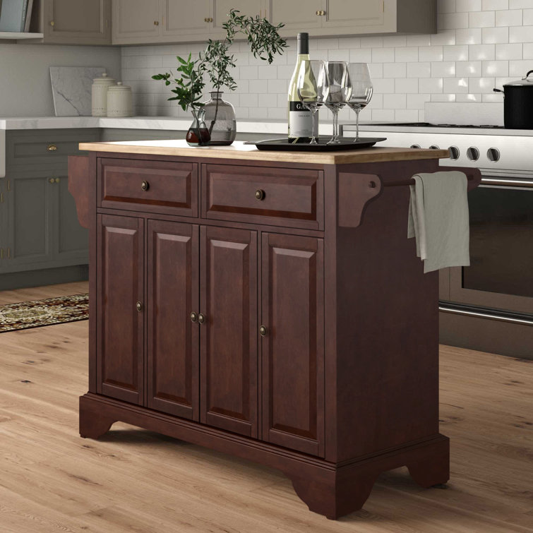 Bert 51.5'' Wide Rolling Kitchen Island with Solid Wood Top