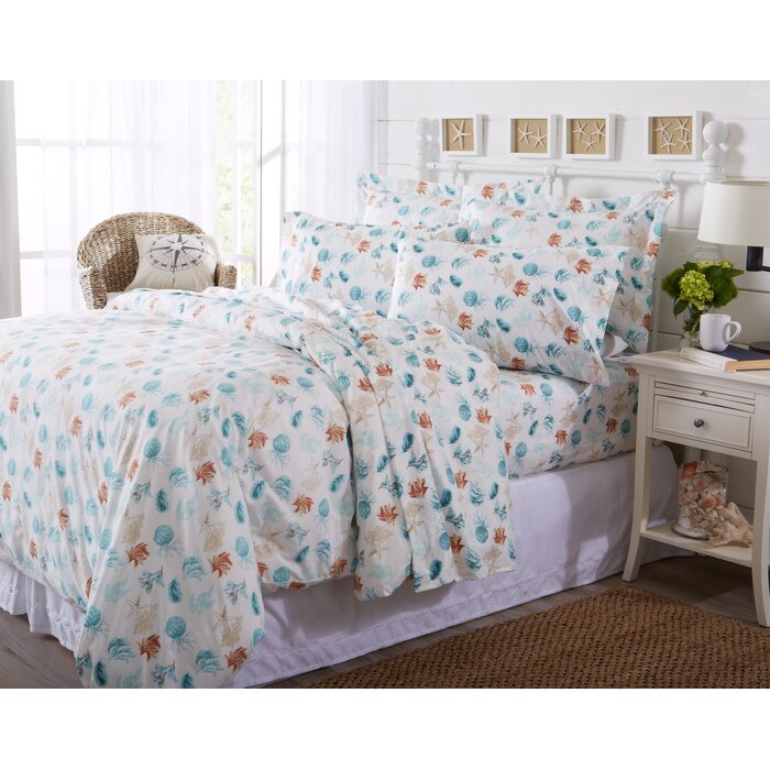 Highland Dunes Claribel Printed Coastal Pattern Duvet Cover