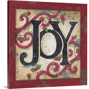 Christmas Art 'Joy' by Kim Lewis Wall Art on Wrapped Canvas