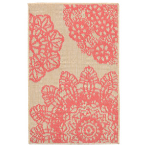 Devondra Crochet Pink/Beige Indoor/Outdoor Area Rug