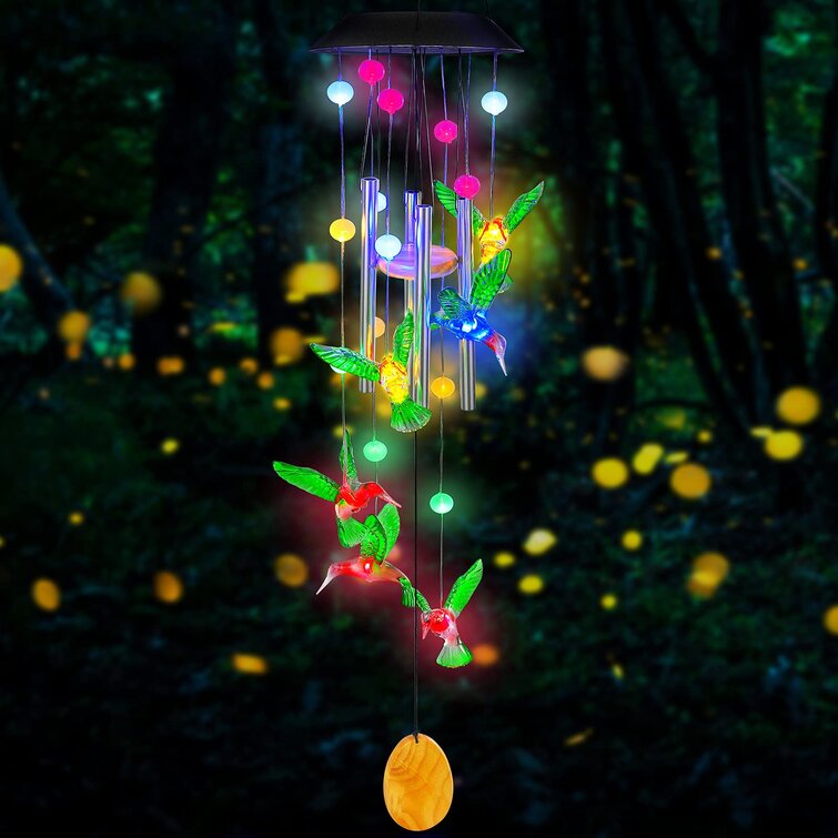 Gifts for mom,Birthday Gifts for mom Wind Chime,Solar Wind Chimes Outdoor,Solar Heart/Hummingbird Wind Chime Outdoor Decor,Yard Decorations Solar Light Mobile,Memorial Wind Chimes,Mobile led