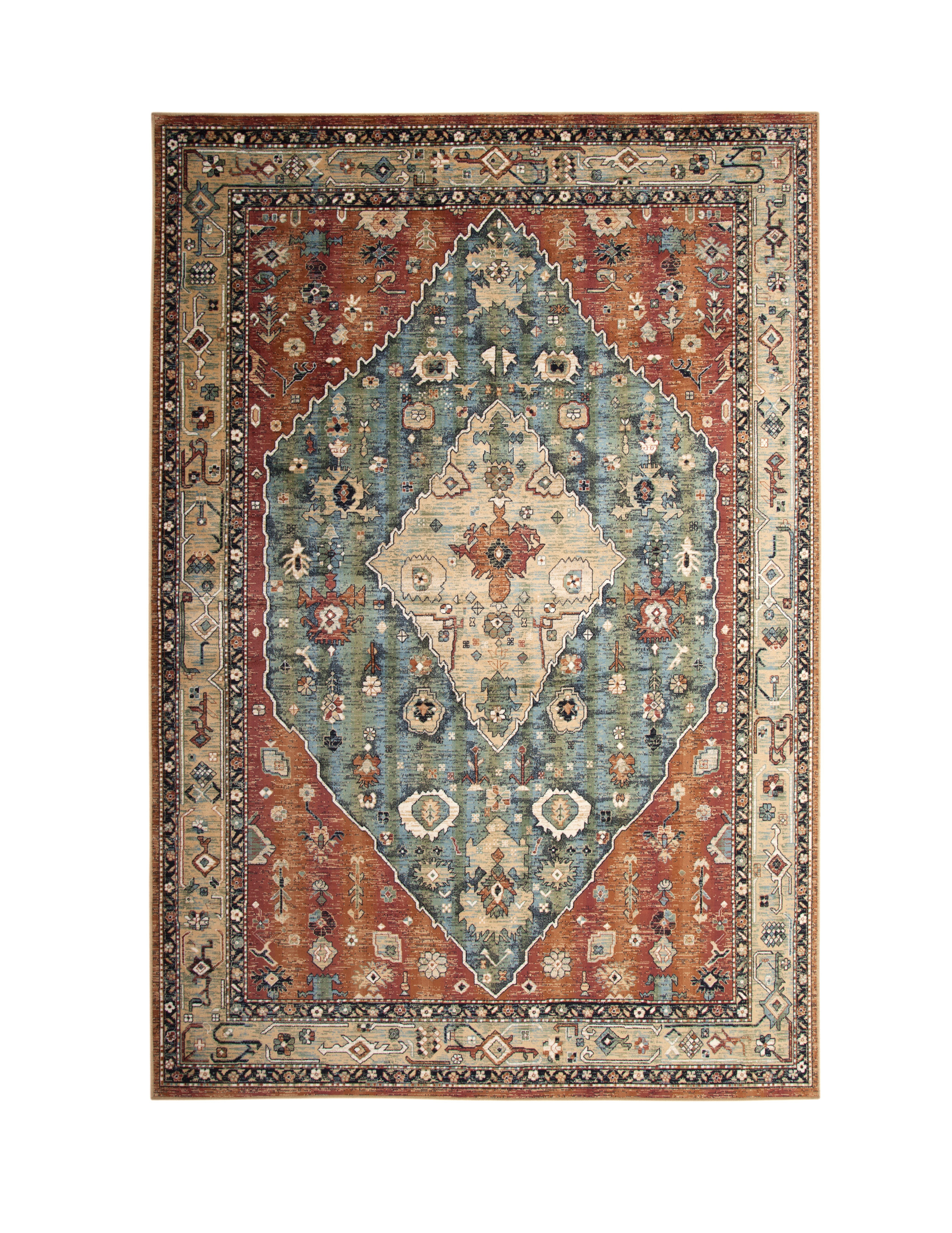 Deandra Orange Aqua Area Rug Deandra Orange Aqua Area Rug