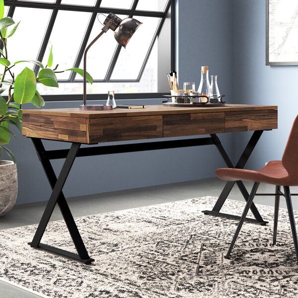 distressed black side table