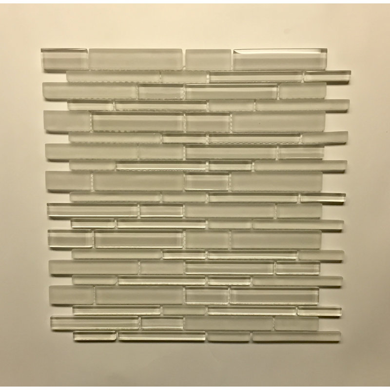 Seven Seas 12" x 12" Glass Random Strip Mosaic Clear Frosted MAG001ST