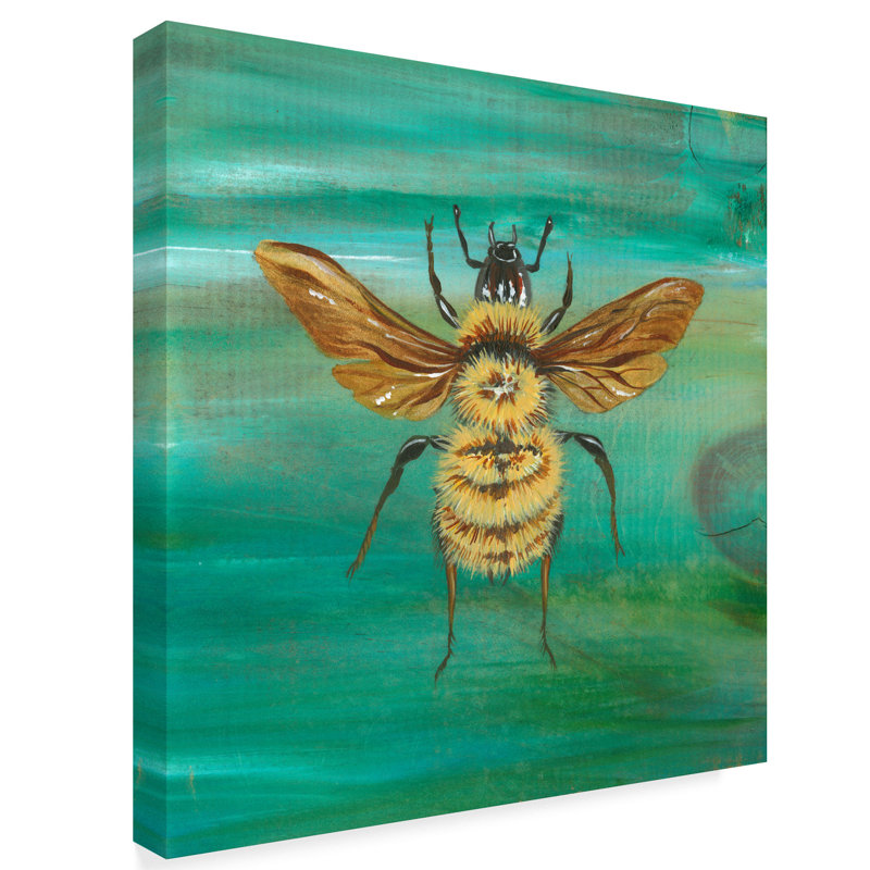 Trademark Art Yellow Bumble Bee Acrylic Painting Print On