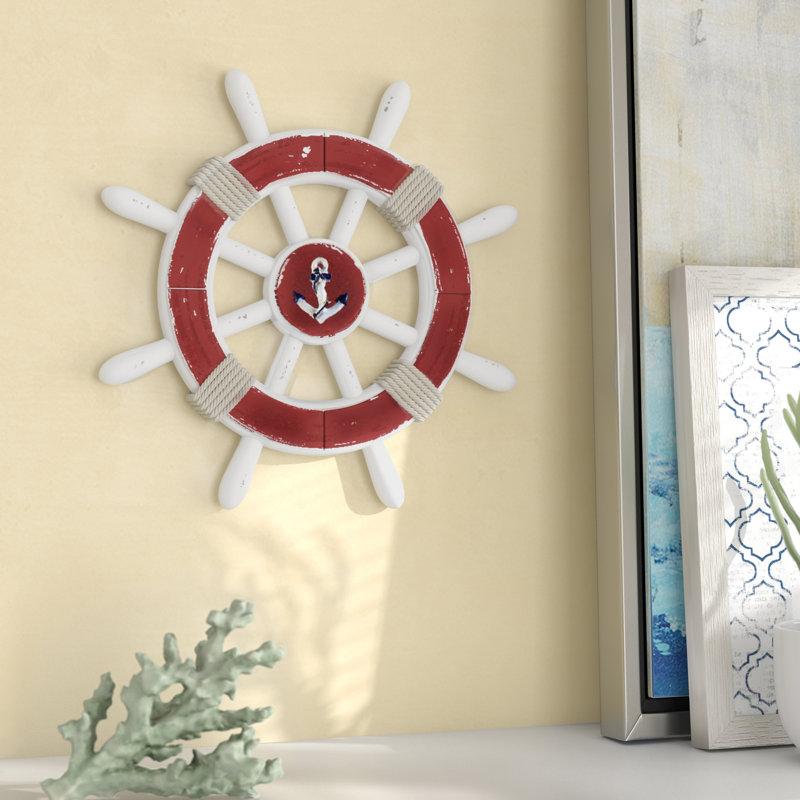 Beachcrest Home Decorative Ship Wheel With Anchor Wall Decor