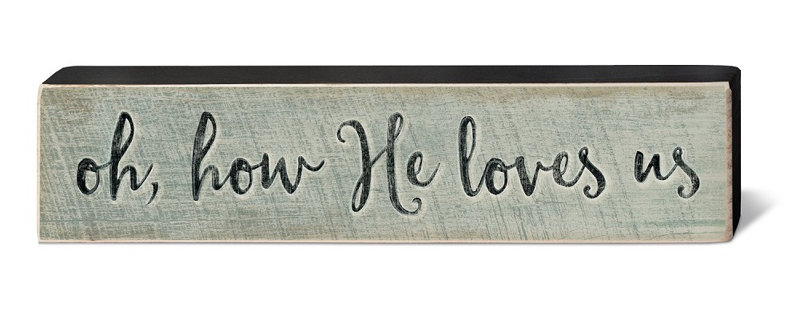 August Grove How He Loves Us Horizontal Rustic Wood Block Wall