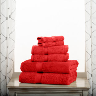 red and gray bath towels