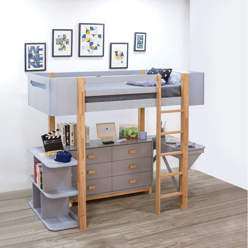 Isabelle Max Deckerville Twin Loft Bed With Desk And Bookcase Wayfair