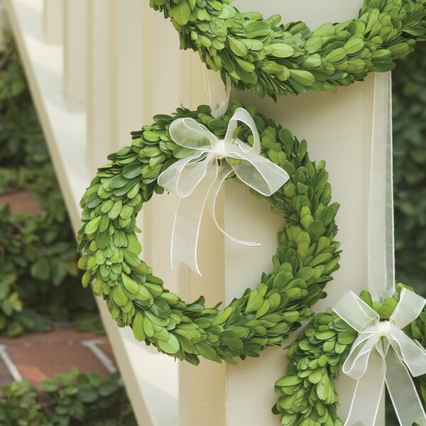 17.5 Inch Tea Leaf Wreath Indoor Outdoor Artificial Greenery UV Resistant 