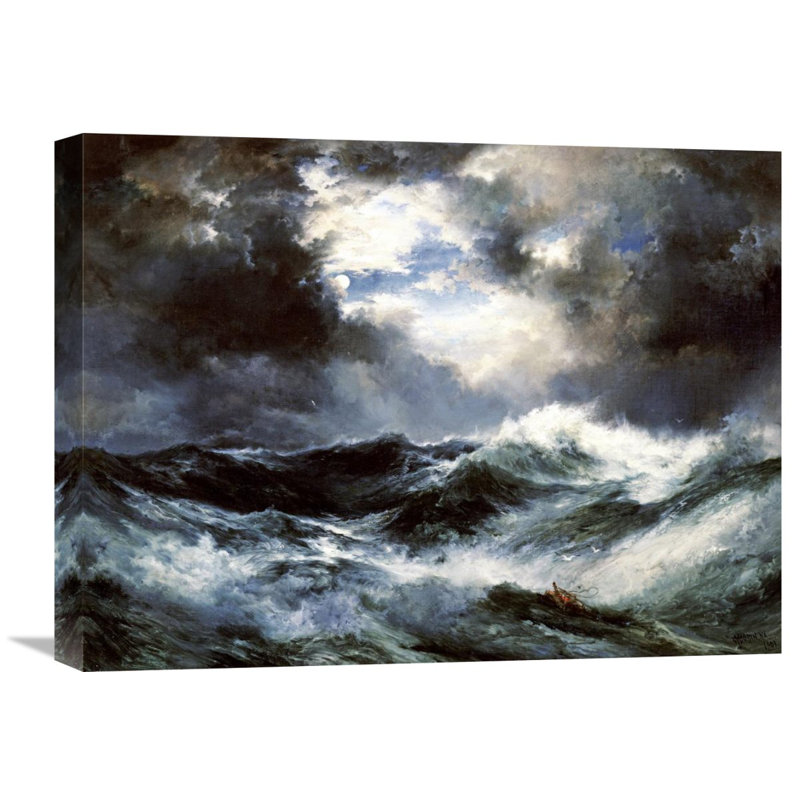 Global Gallery Moonlit Shipwreck At Sea By Thomas Moran Painting