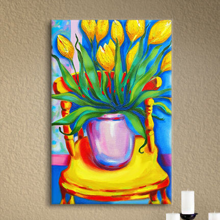Artwall Yellow Tulips In Van Gogh S Chair By Susi Franco Painting