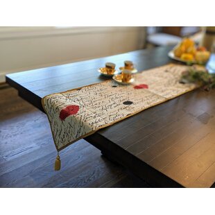 Cotton-Linen Table Runner and Placemats Set of 4 Valentine's Day Romantic Roses Red Plaid Border Table Decor Runner Set Modern Heat-Resistant Table Mats Sets for Party Wedding Dinner Decorations