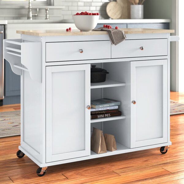 Batchtown 46.5'' Wide Rolling Kitchen Cart with Solid Wood Top