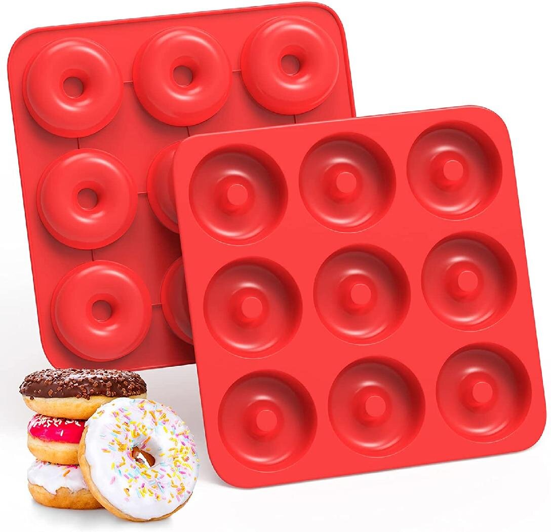 Bagels and More Silicone Donut Pan,2pcs Non-Stick Mold,Silicone Donut Mold for 6 Full-Size Donuts