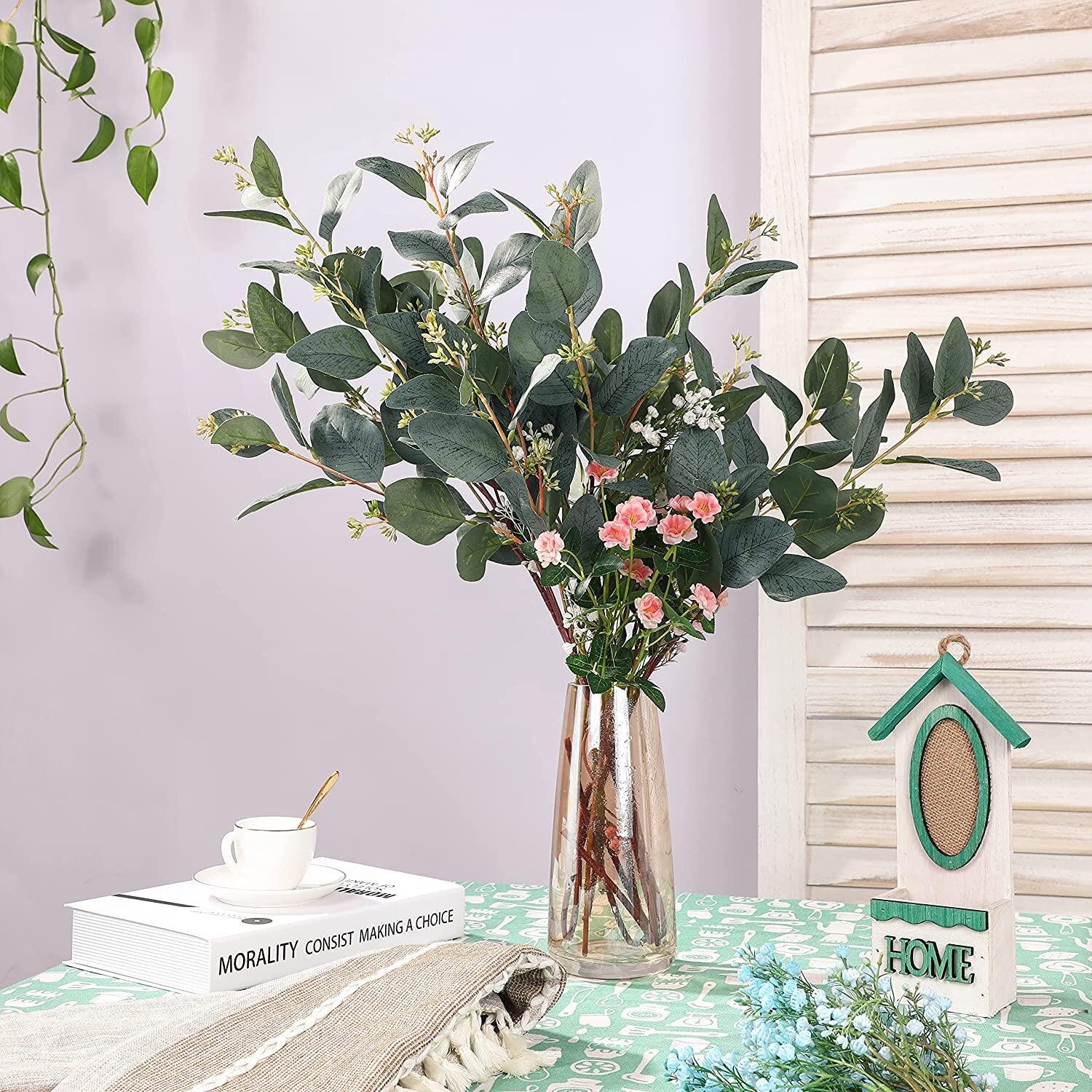 Artificial Fake Eucalyptus Leaf Silk Green Plant Flowers Home Wedding Decoration 