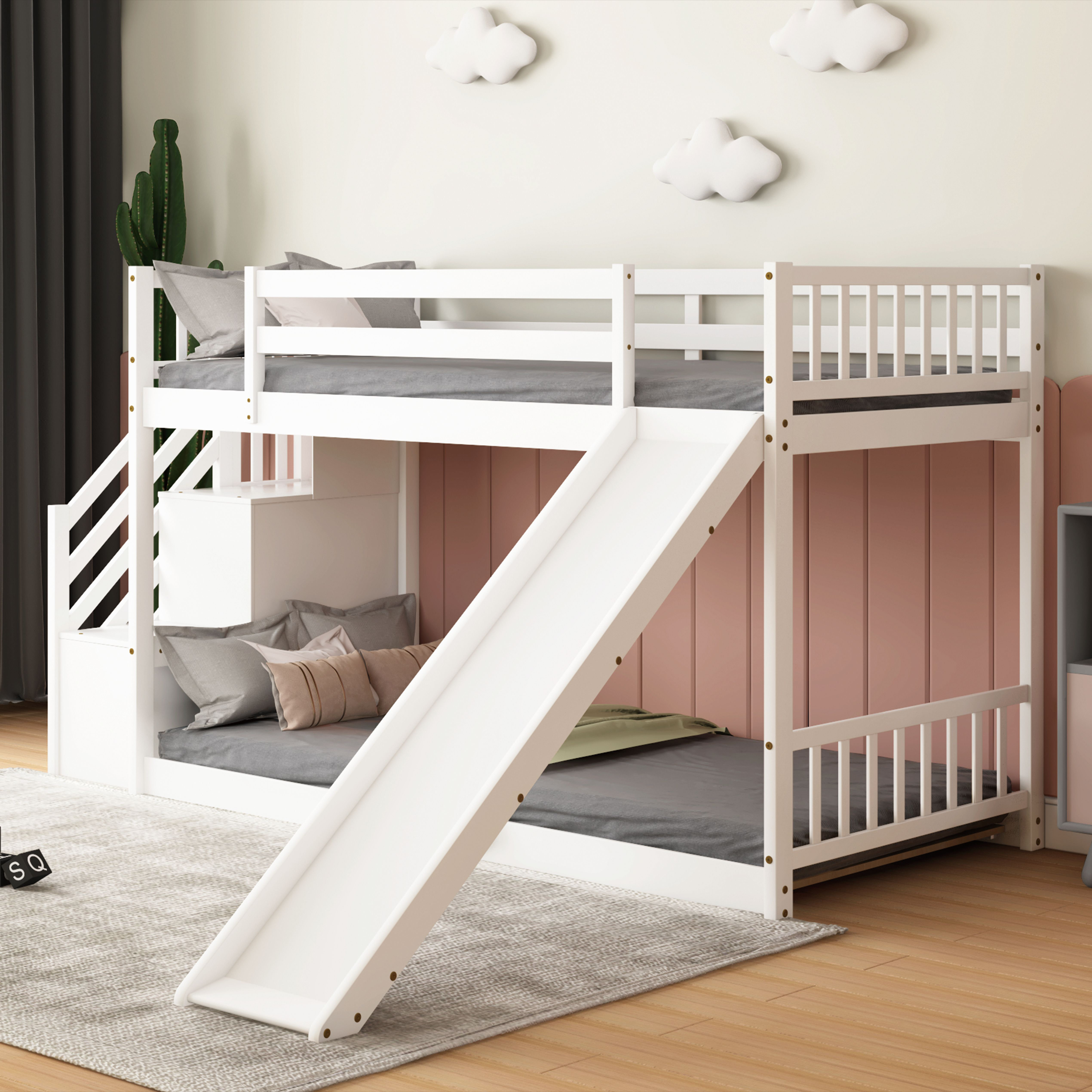 Harriet Bee Fulviah Twin Over Twin Solid Wood Standard Bunk Bed with ...