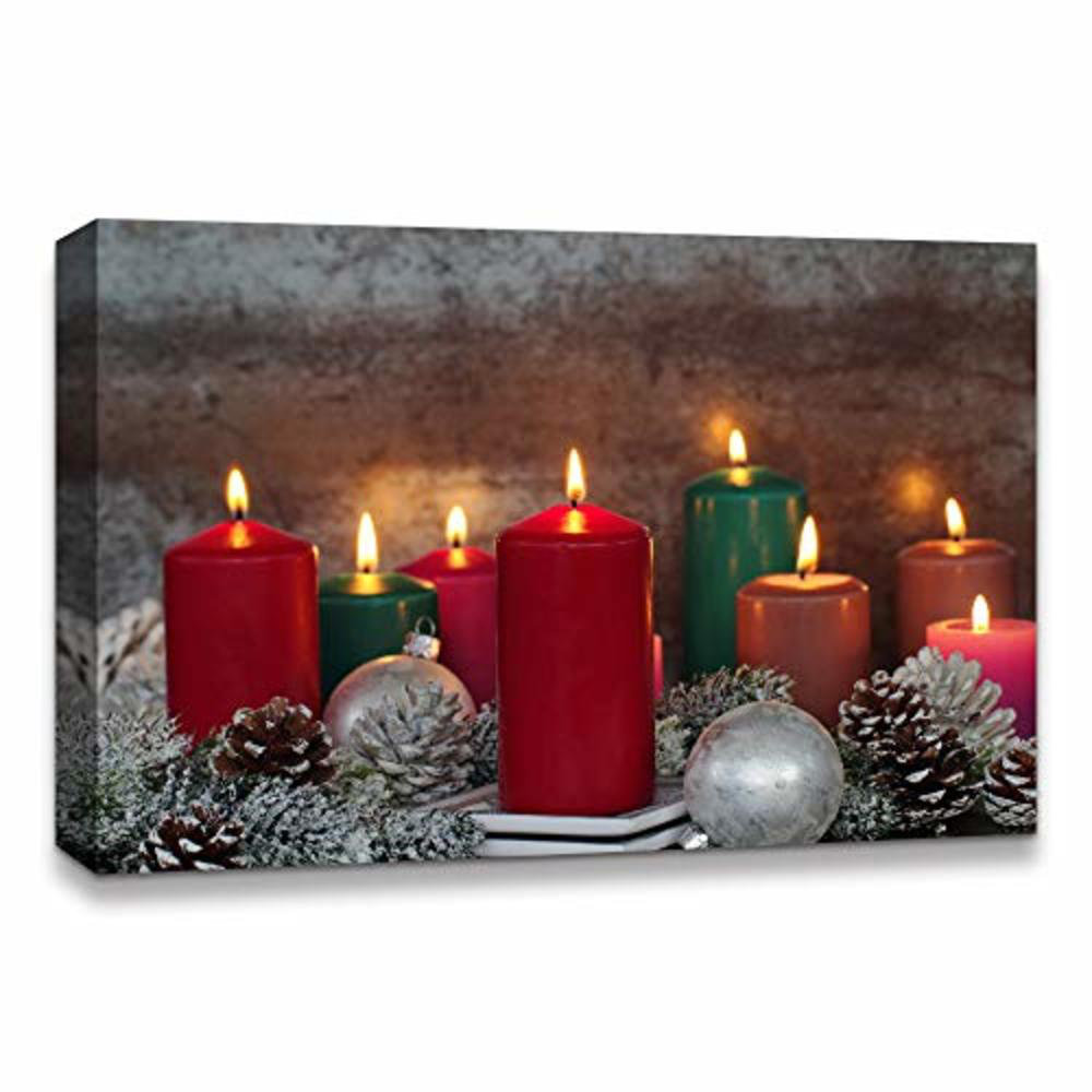 IDEA4WALL Christmas Candles For Celebration X13 Wrapped Canvas