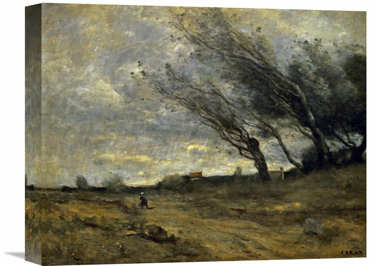 Global Gallery A Gust Of Wind By Jean Baptiste Camille Corot Painting Print On Wrapped Canvas Wayfair