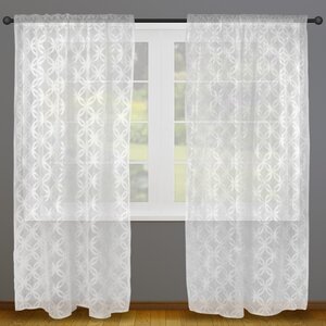 Alina Lattice Lace Geometric Sheer Rod Pocket Curtain Panels (Set of 2)